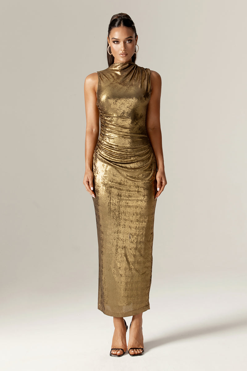 metallic ruched slim fit formal party maxi dresses gold Doreena Dress (Gold) XL fitting profile with a corseted dress Color:sage green/custom Men's Driving Glove |