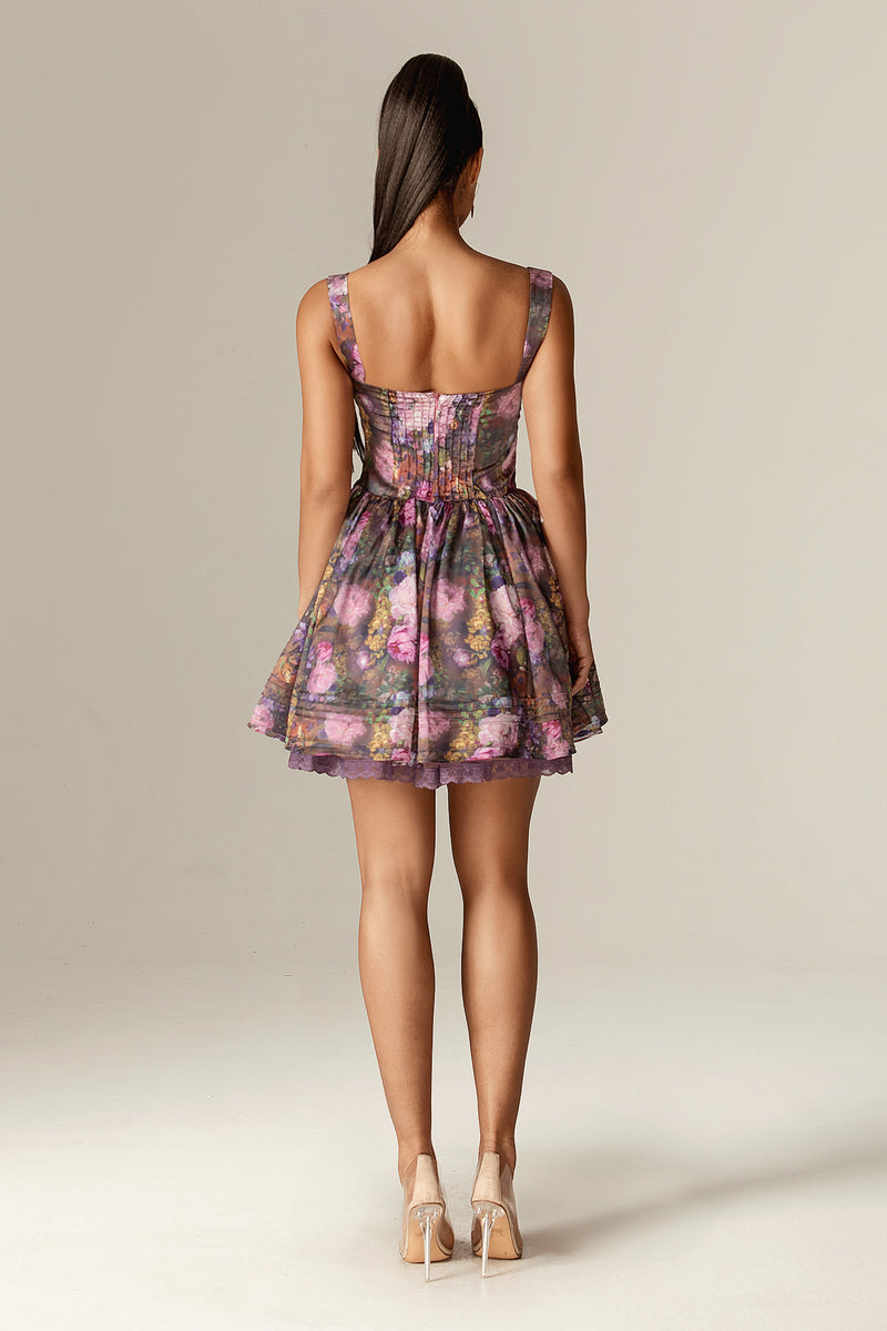 Meron Sweetheart Corset Mini Dress (Antique Rose)