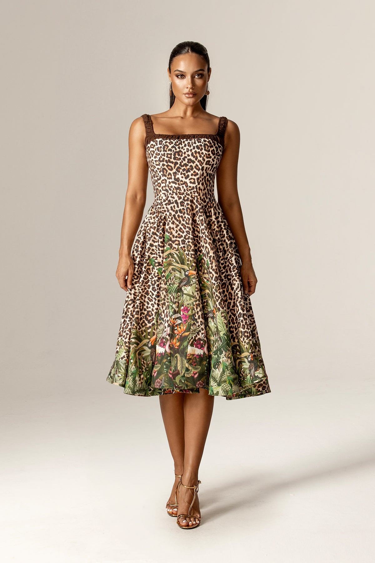 leopard linen dress Roma Midi Dress