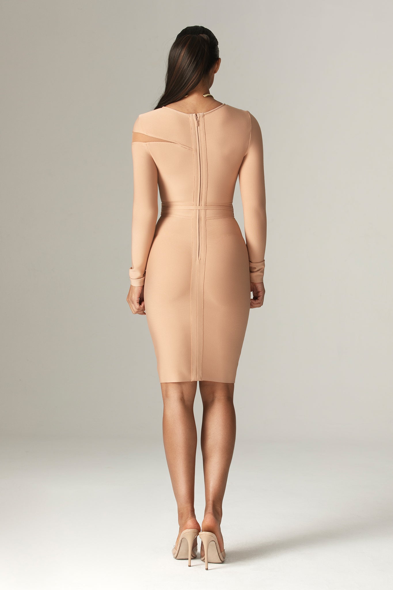 Ariana Cut Out Bandage Midi Dress (Nude)