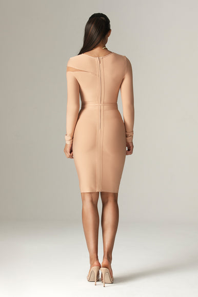 Aliava | Ariana Cut Out Bandage Midi Dress (Nude) S Aliava | Ariana Cut Out Bandage Midi Dress (Nude) S