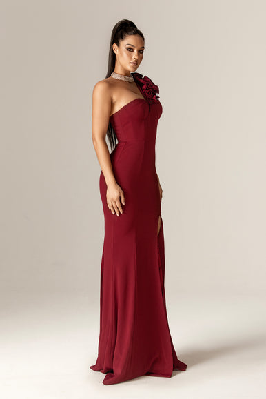 Avery 3D Flowers Corset Maxi Gown (Maroon) Avery 3D Flowers Corset Maxi Gown (Maroon)