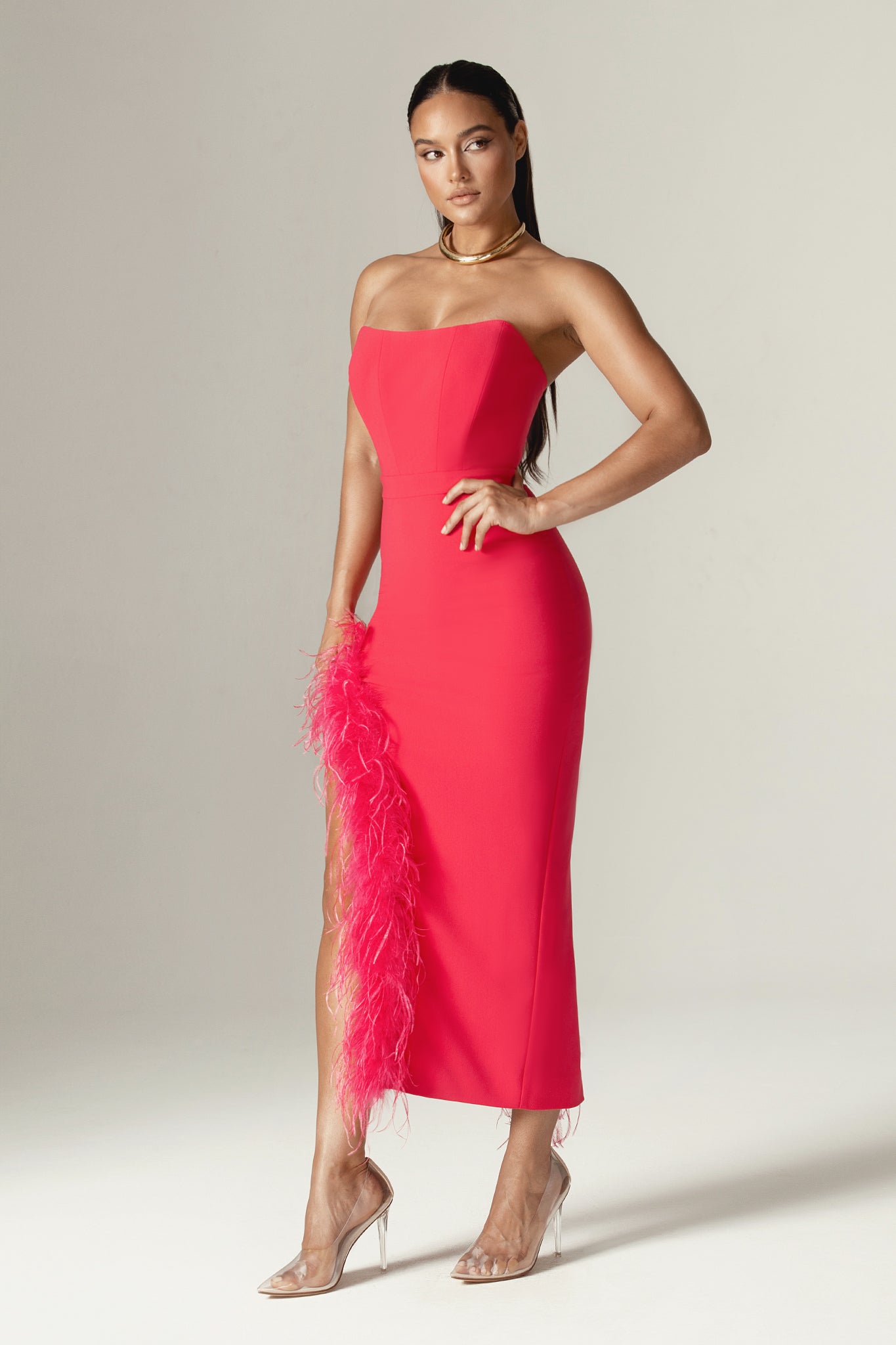 Elizabeth Strapless Corset Maxi Dress (Fuchsia)