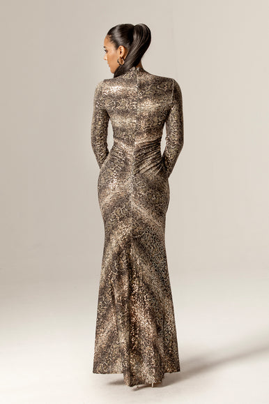high neck mesh maxi dress Aliava