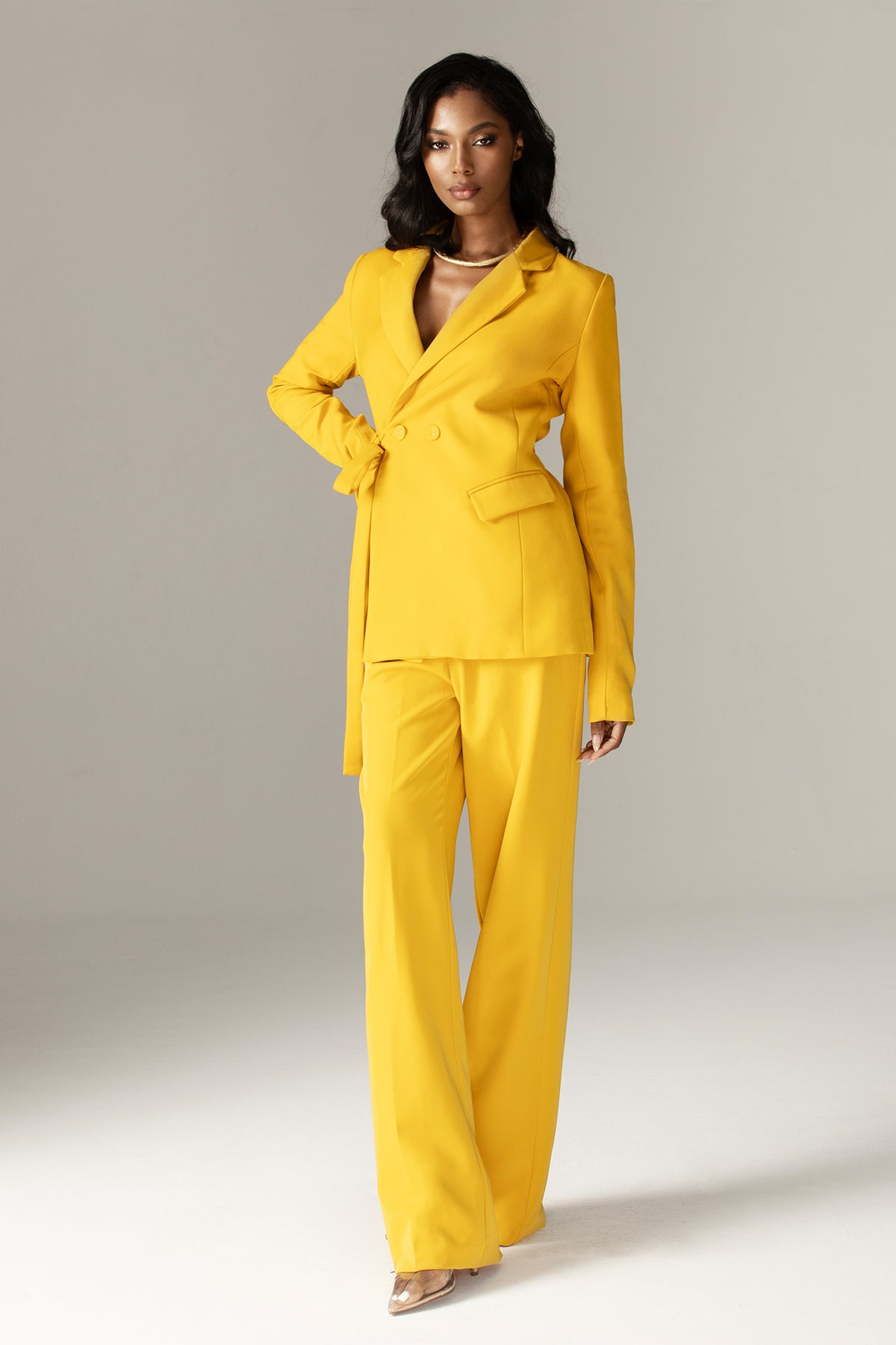 blazer dress yellow Aliava