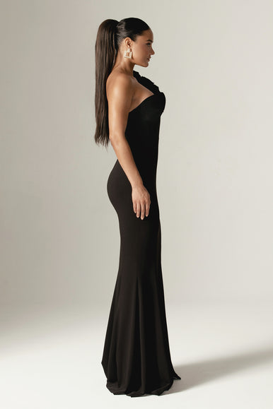 avery black dress Off Shoulder Navy Blue Satin Long Prom Dresses, Off the Shoulder Forma –  Eip Collection main image 1