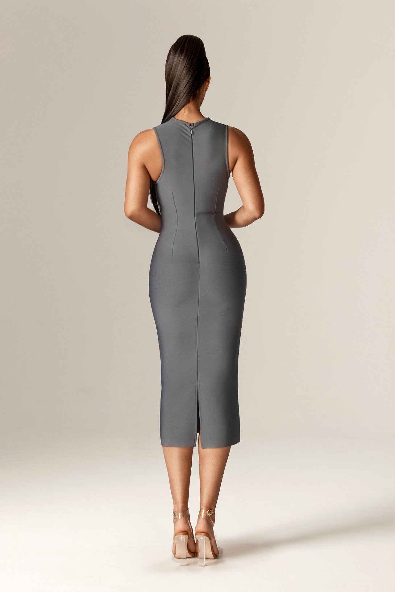 Kiana Bandage Midi Dress (Ultimate Gray)