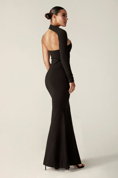 open lace back dress Tatiana Velvet One Shoulder Maxi Dress | Eucalyptus