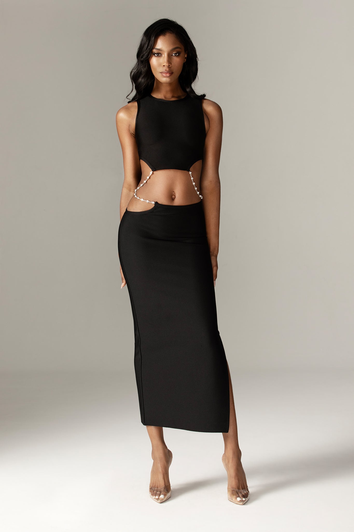 Star Cutout Rhinestone Skirt (Black)