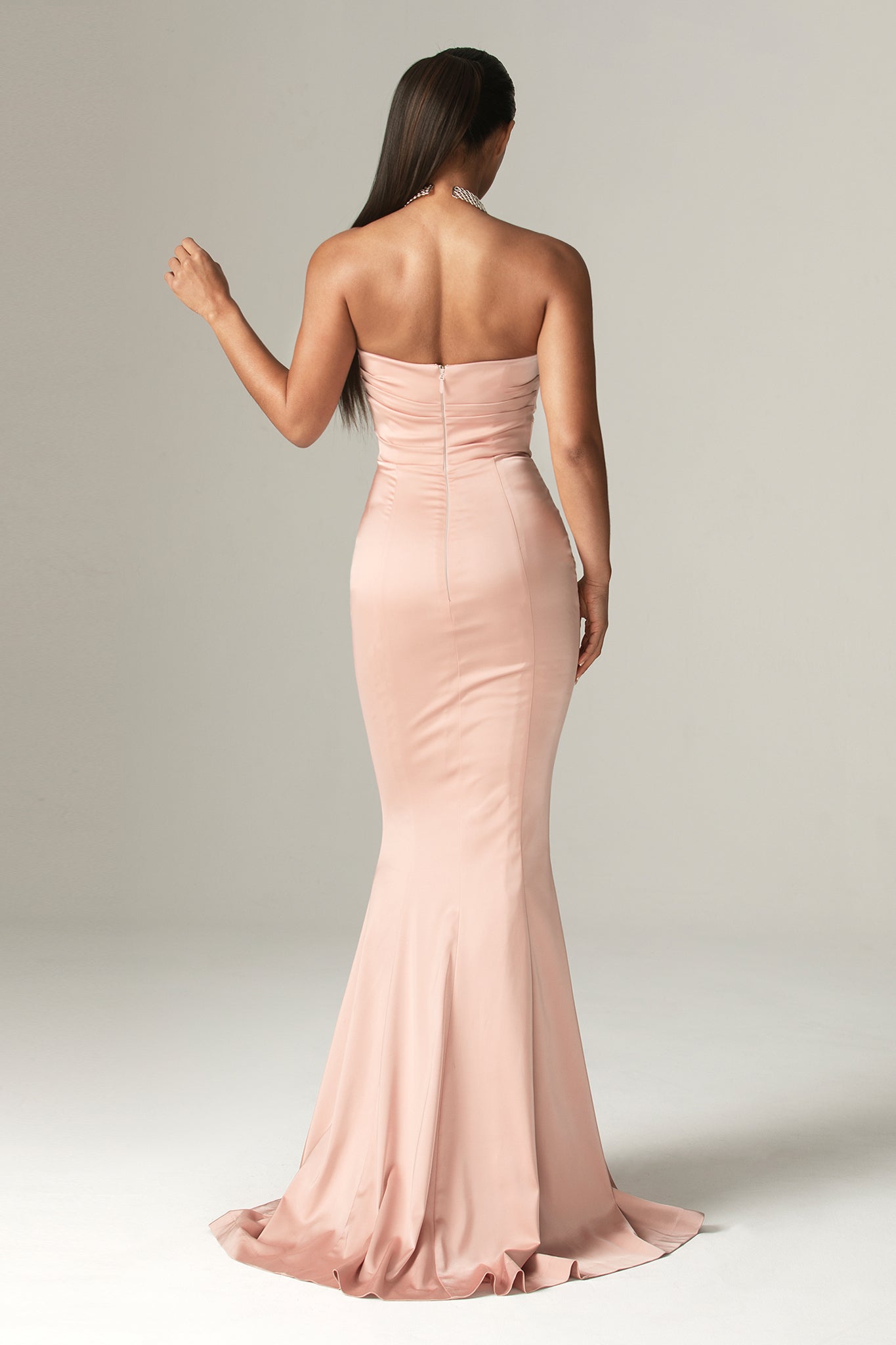 Nina Mermaid Corset Maxi Gown (Blush Pink)