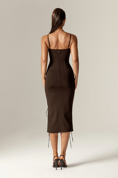Jelya Lace Up Bandage Dress (Brown)