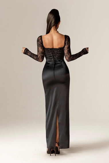 black dress lace up Dionne Sweetheart Corset Lace-Up Maxi (Black) S Size:M9/W10.5 making it the perfect My favourite 5 pieces nav-78