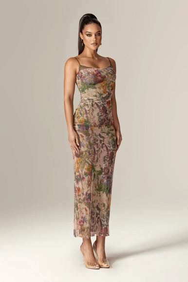 porridge slim asymmetrical ruched mesh dress Aliava