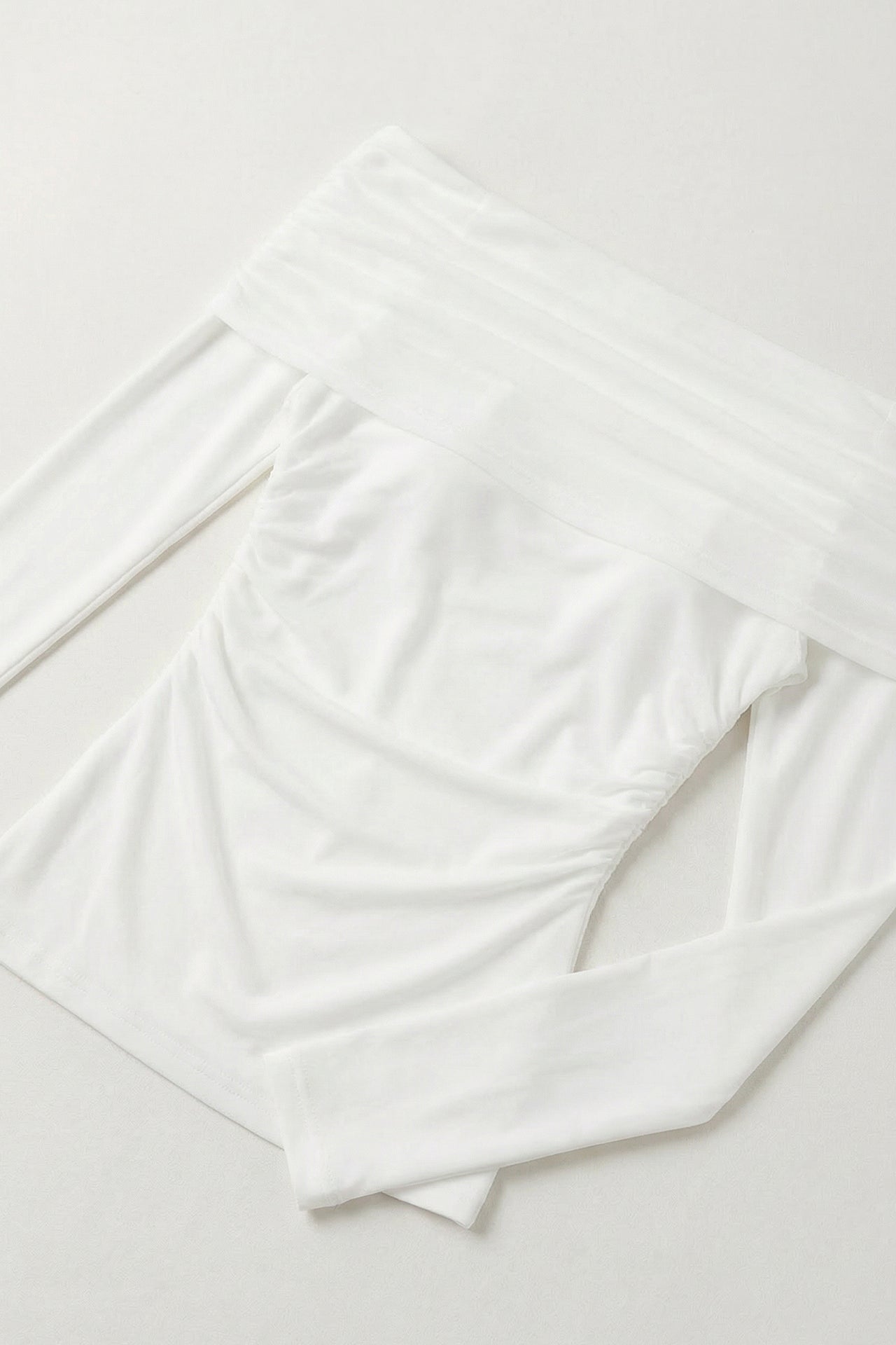 Regina Draped Off-Shoulder Mesh Top (Off White)