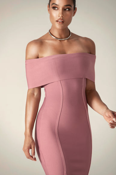 bandage dress off the shoulder Miel Off Shoulder Bandage Dress (Thulian Pink)