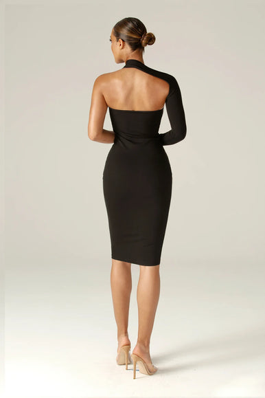 Alieva Dasha Women Black Modern One Shoulder Dress XXL