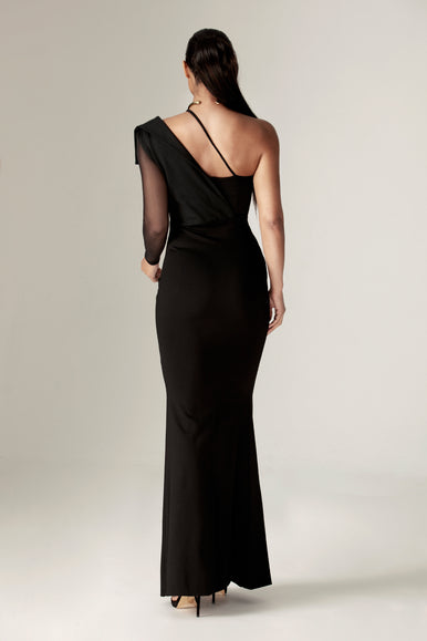 Aliava | Abigail One Sleeve Maxi Dress (Black) L