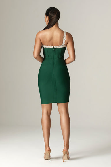 Diva Rhinestone Bandage Midi Dress (Emerald Green) Diva Rhinestone Bandage Midi Dress (Emerald Green)