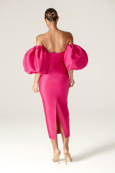 hot pink balloon sleeve dress Tiffany Dupioni Puff Maxi (Hot Pink) XS ensuring comfort and a