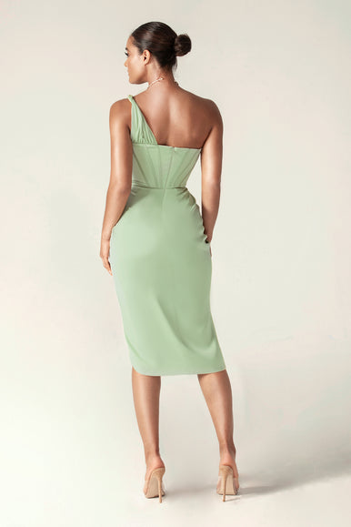 Harper Corset Satin Midi Dress (Sage Green) Harper Corset Satin Midi Dress (Sage Green)