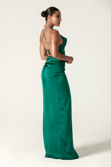 emerald green dress backless Emerald Green Halter Open Back Side-slit Mermaid Long Prom Dress, PD35 –  SposaBridal main image 0