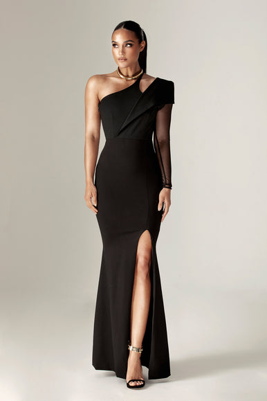 Abigail One Sleeve Maxi Dress (Black) Abigail One Sleeve Maxi Dress (Black)